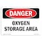 Signmission OSHA Danger Sign, 10" Height, Rigid Plastic, Oxygen Storage Area, Landscape, 1014-L-1851 OS-DS-P-1014-L-1851 - alternate 1